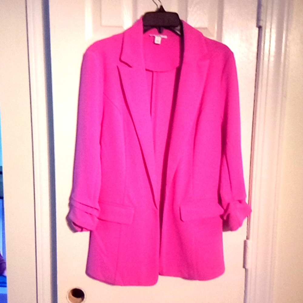 Bar III Fuchsia 3/4 Sleeve Shawl - Collar Blazer